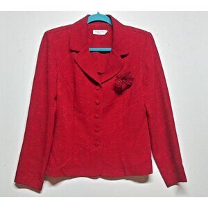 VTG Miss Dorby Jacket Blazer Red/Maroon Jacquard Paisley Size M/L womens 80s EUC